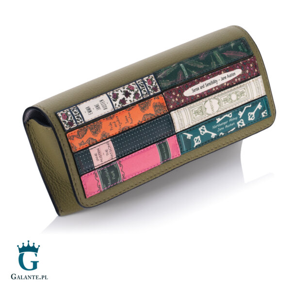 Skórzane damskie etui na okulary Jane Austen Yoshi Y4308 – oliwkowe